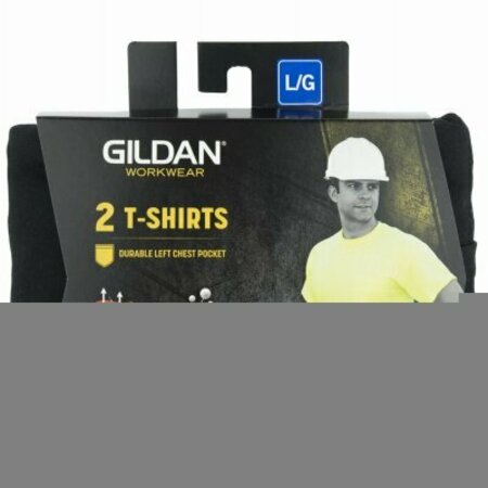 GILDAN LG BLK SS T-Shirt, 2PK 1297042